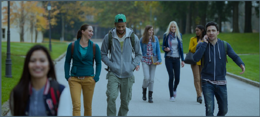 College students walking