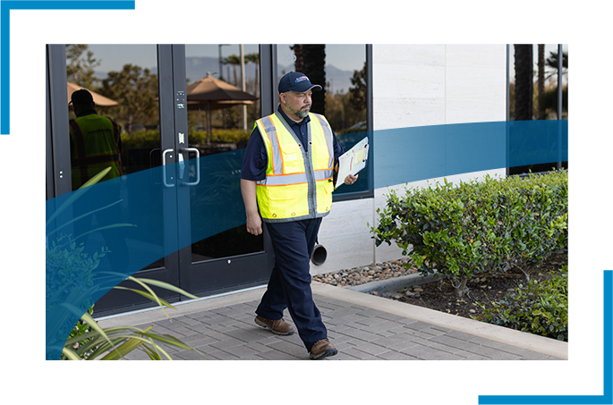 Allied universal officer walking in uniform